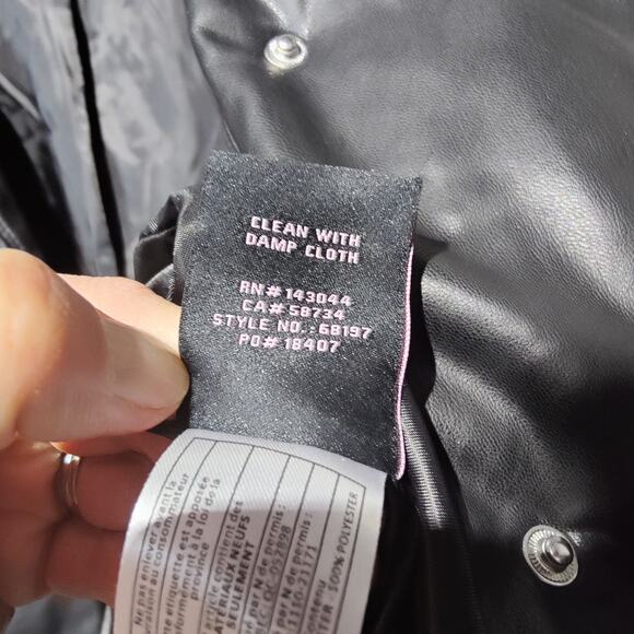 Avec les Filles With the Girls Sz XL Black Faux Leather Puffer Coat Oversized - Picture 6 of 8